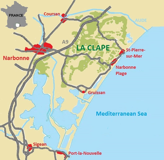 La Clape Location Map